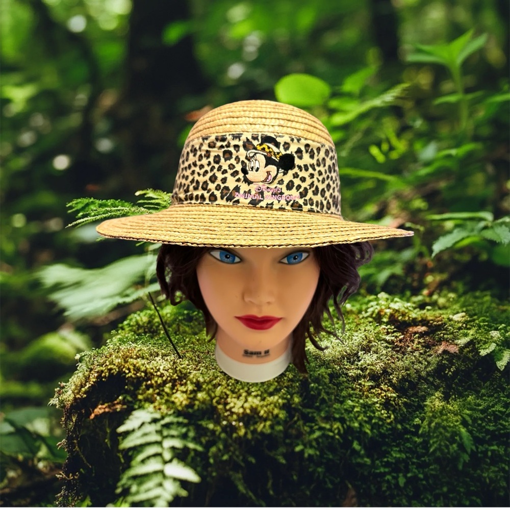 Walt Disney World Leopard Print Straw Hat with Cartoon Detail